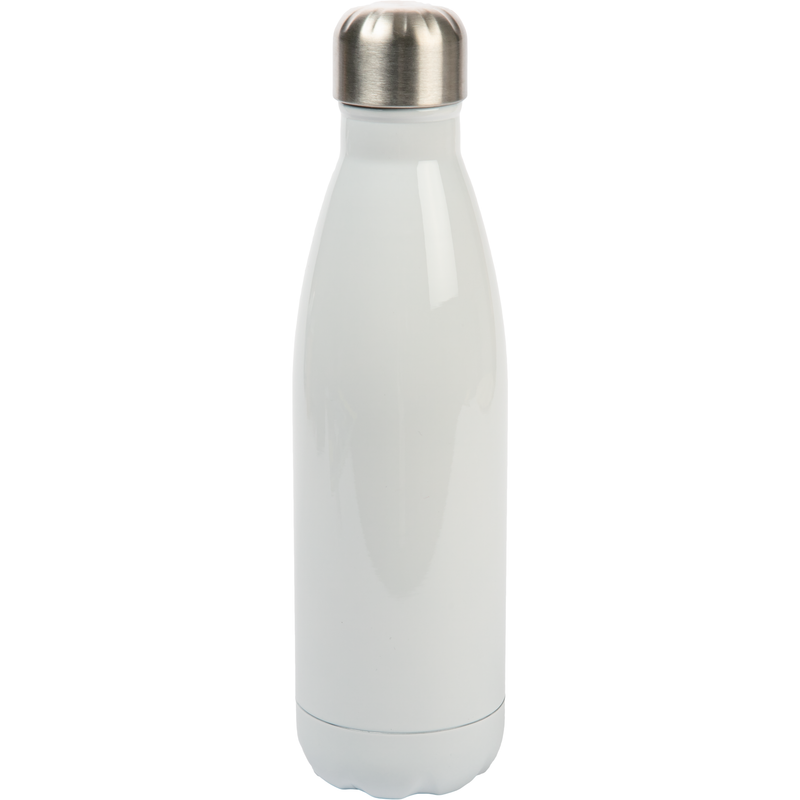 Light Gray Personalisable Stainless Steel Cola Shaped Bottle-White 17oz/502ml Craft Basics
