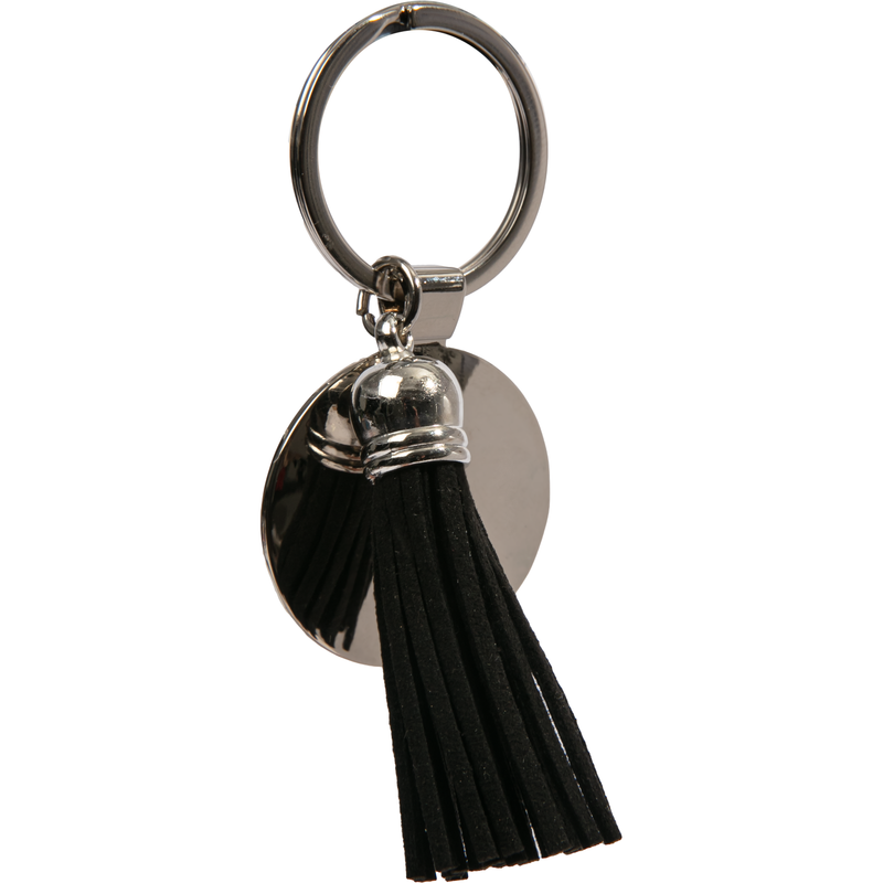 Rosy Brown Personalisable Round Keychain with Short Tassel- Black 3.6x9cm Craft Basics
