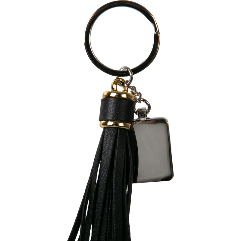 Black Personalisable Rectangular Keychain with Long Tassel (Black) Craft Basics