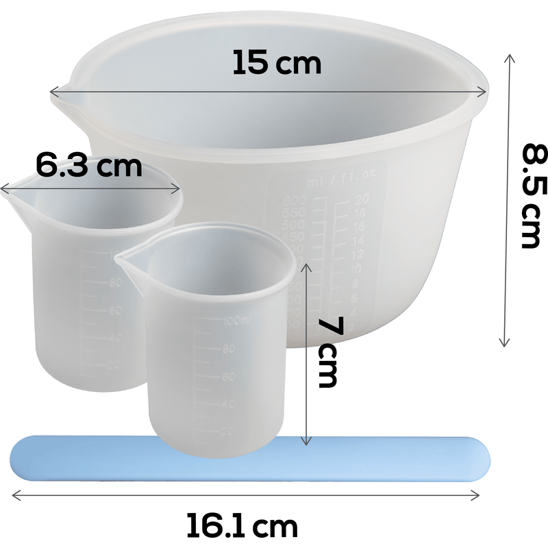 Gray Urban Crafter Silicone Mixing Set - 3 x Cups , 1 x Silicone Stir Stick Resin Craft