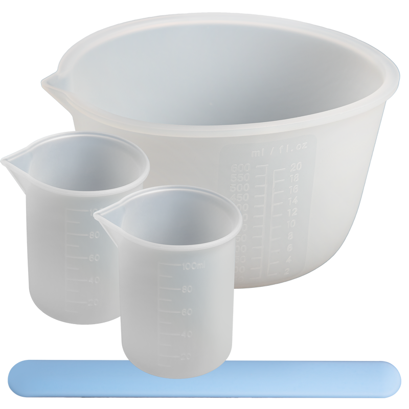 Light Gray Urban Crafter Silicone Mixing Set - 3 x Cups , 1 x Silicone Stir Stick Resin Craft