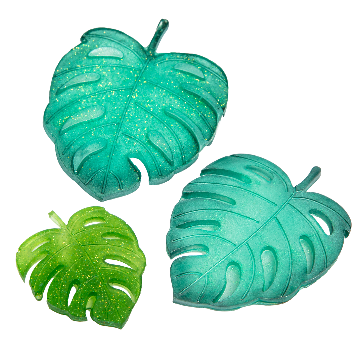 Light Sea Green Urban Crafter Resin Mould 3 Monstera Leaves Resin Craft