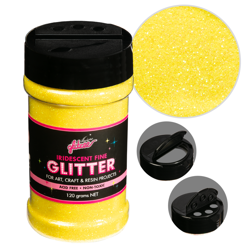 Sandy Brown Illusions Iridescent Fine Glitter 0.3mm-Lemon Bullion (113g) Craft Basics