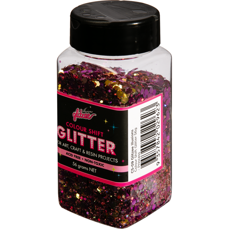 Gray Illusions Colour Shift Glitter (Mix Size)-Princess Colour Shift (56g) Craft Basics