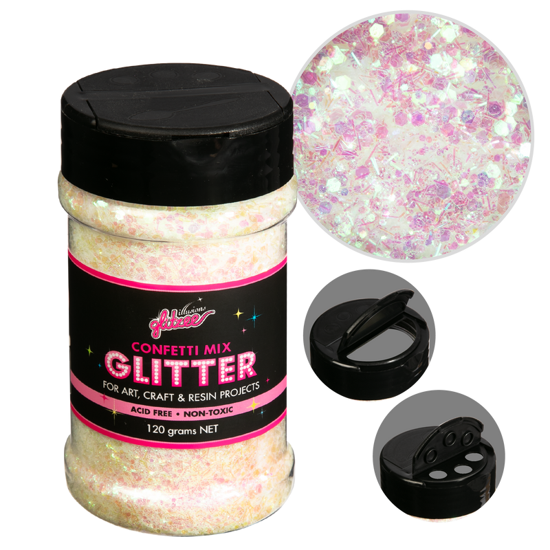Black Illusions Confetti Mix Glitter-Opal Holographic (120g) Craft Basics