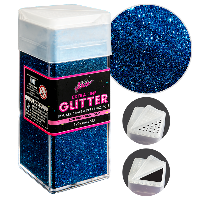 Midnight Blue Illusions Extra Fine Ordinary Glitter 0.2mm-Marine Blue (120g) Craft Basics