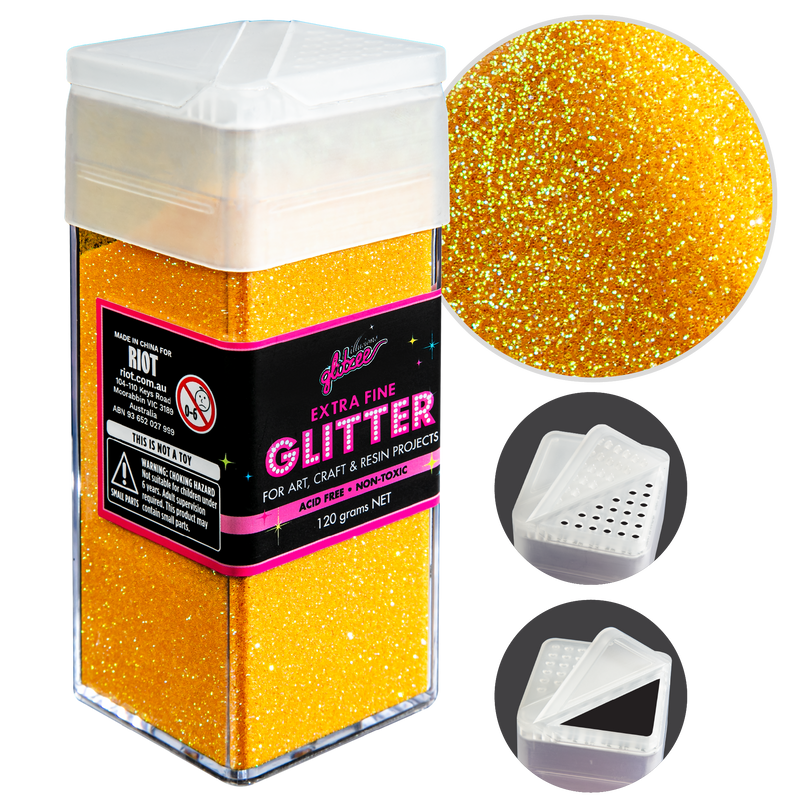 Black Illusions Extra Fine Ordinary Glitter 0.2mm-Sunny Yellow (120g) Craft Basics