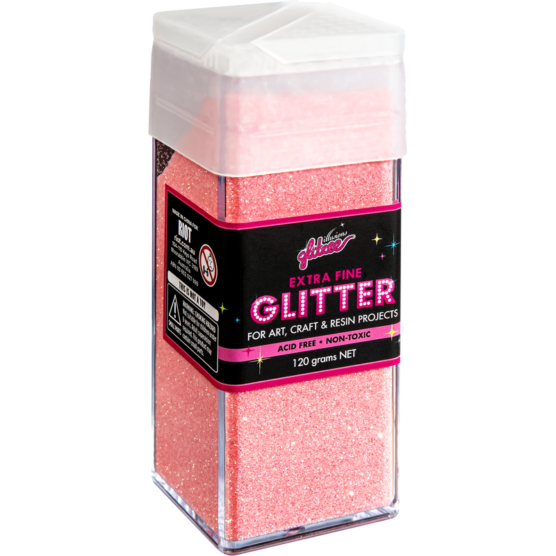 Pink Illusions Extra Fine Ordinary Glitter 0.2mm-Crystal Coral (120g) Craft Basics