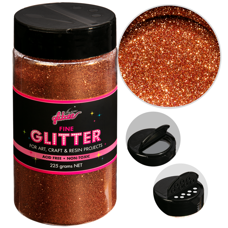 Dark Salmon Illusions Fine Ordinary Glitter 0.2mm-Gold (227g) Craft Basics