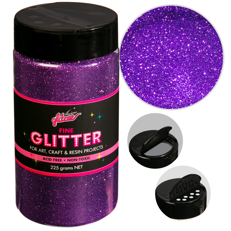 Dark Slate Gray Illusions Fine Ordinary Glitter 0.2mm-Orchid (227g) Craft Basics