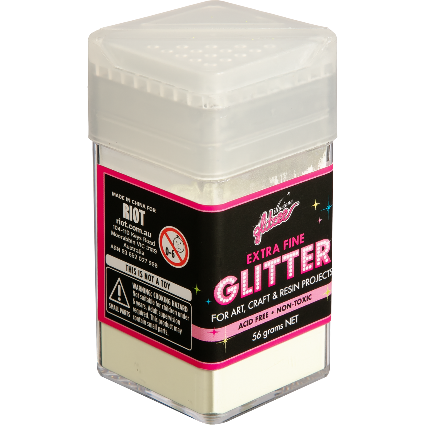 Light Gray Illusions Extra Fine Glitter 0.2mm-Glow In The Dark, Yellow Green (56g) Glitter