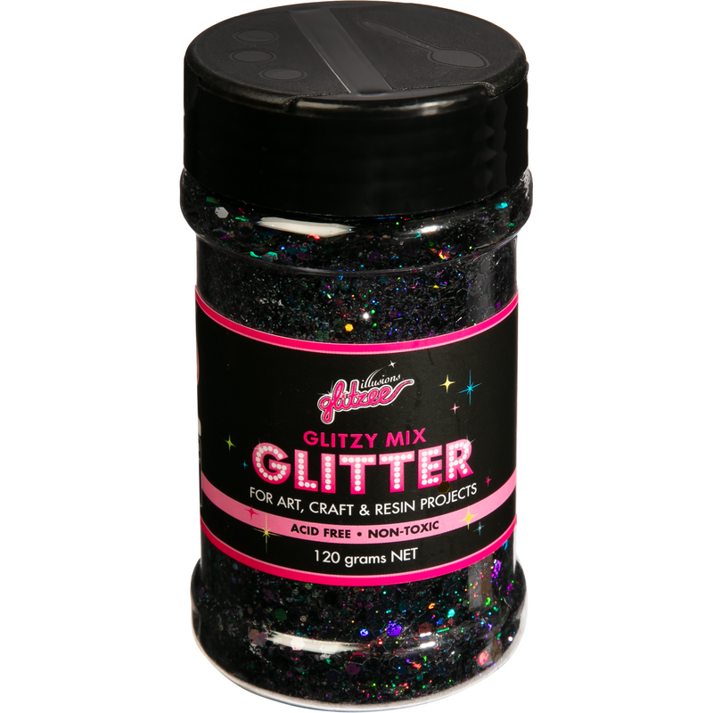 Black Illusions Glitzy Mix Specialty Glitter-Onyx (113g) Craft Basics