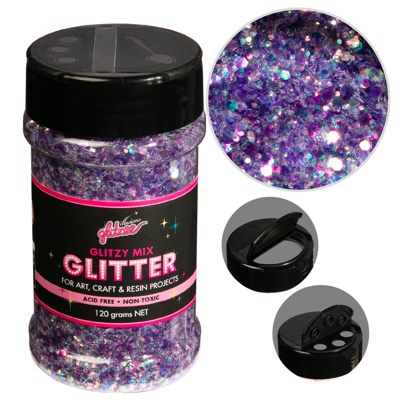 Dark Slate Gray Illusions Glitzy Mix Specialty Glitter-Sugar Opal (113g) Craft Basics