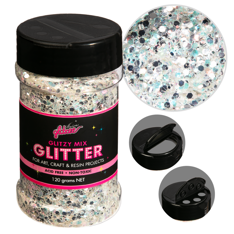 Thistle Illusions Glitzy Mix Specialty Glitter-Glitz Silver (113g) Craft Basics