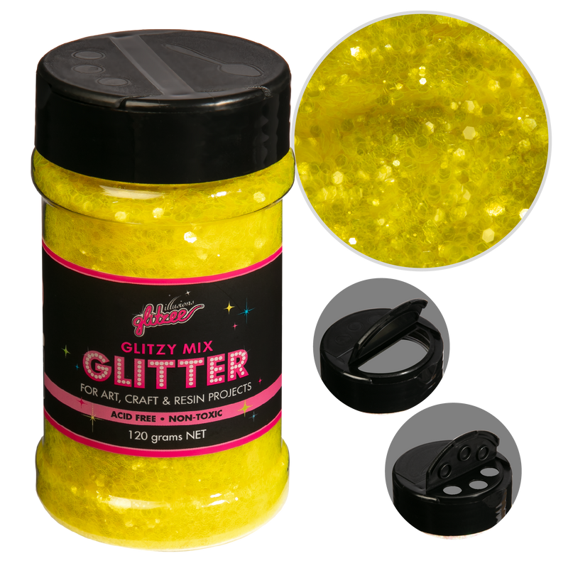 Black Illusions Glitzy Mix Specialty Glitter-Sunshine Lemon (113g) Craft Basics