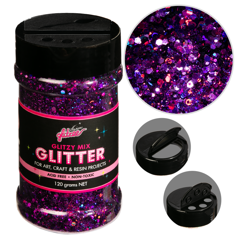 Black Illusions Glitzy Mix Specialty Glitter-Grape (113g) Craft Basics