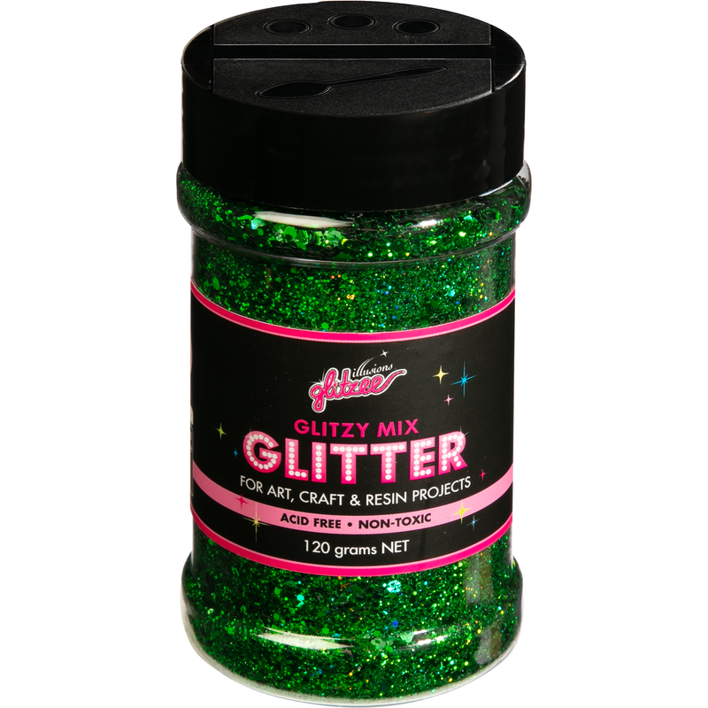 Black Illusions Glitzy Mix Specialty Glitter-Shamrock Green (113g) Craft Basics