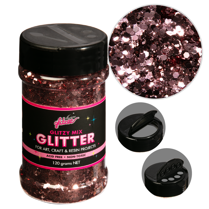 Black Illusions Glitzy Mix Specialty Glitter-Rose Gold (113g) Craft Basics
