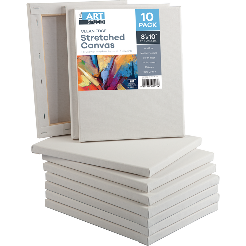 Gray The Art Studio Thin Bar Canvas 8"x10"  Carton of 10 Canvas and Painting Surfaces