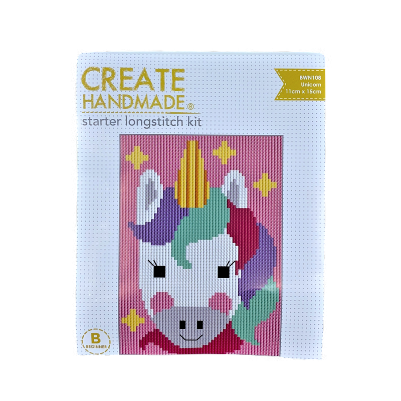 Rosy Brown Create Handmade Longstitch Kit Unicorn 11 x 15cm Needlework Kits