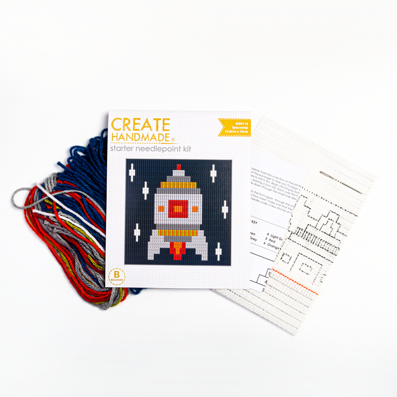 Dark Slate Gray Create Handmade Spaceship Needlepoint Kit 15.5 x 15cm Needlework Kits