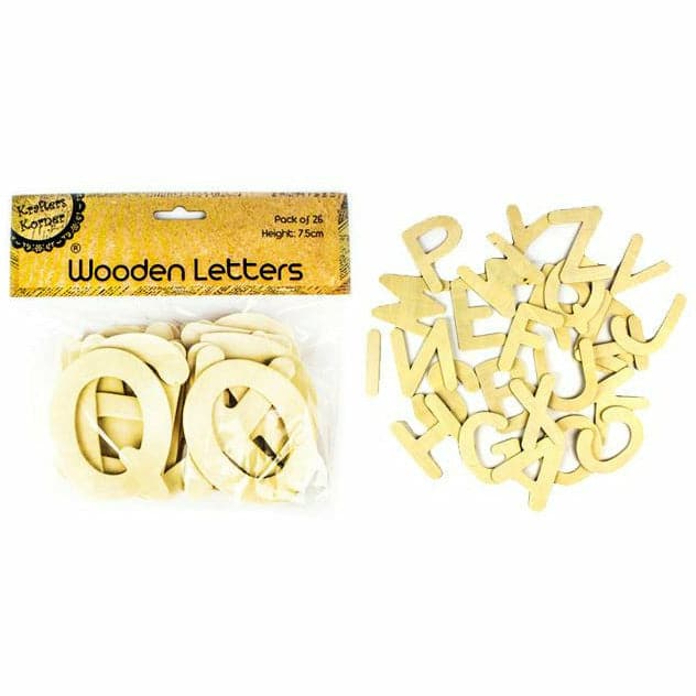 Lemon Chiffon Krafters Korner Wooden Alphabet Letters 26 Pack Kids Wood Craft