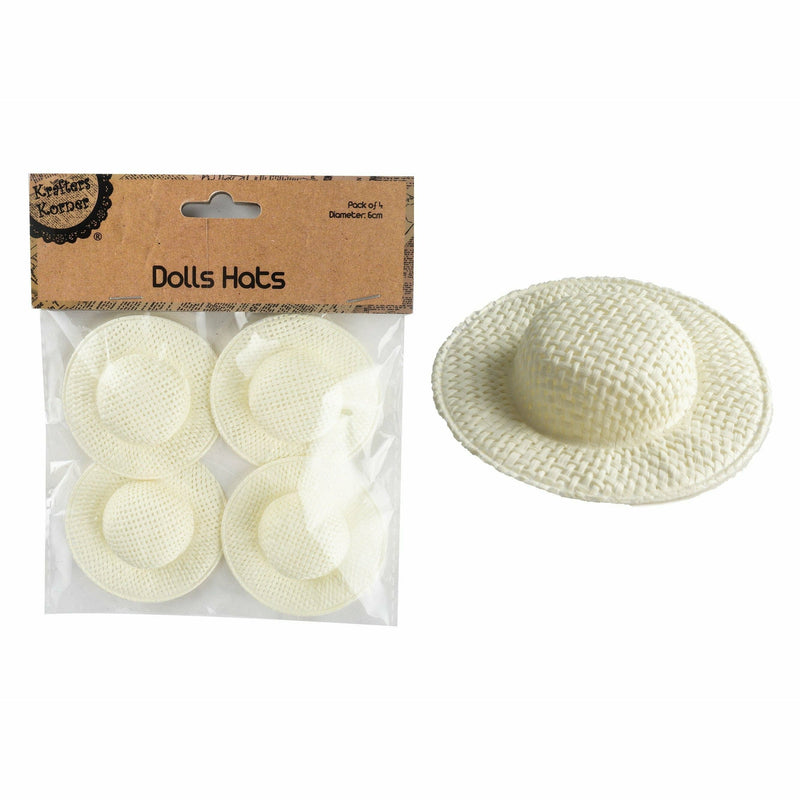 Light Gray Krafters Korner Dolls Hats-Cream (4 Pack) Doll Making
