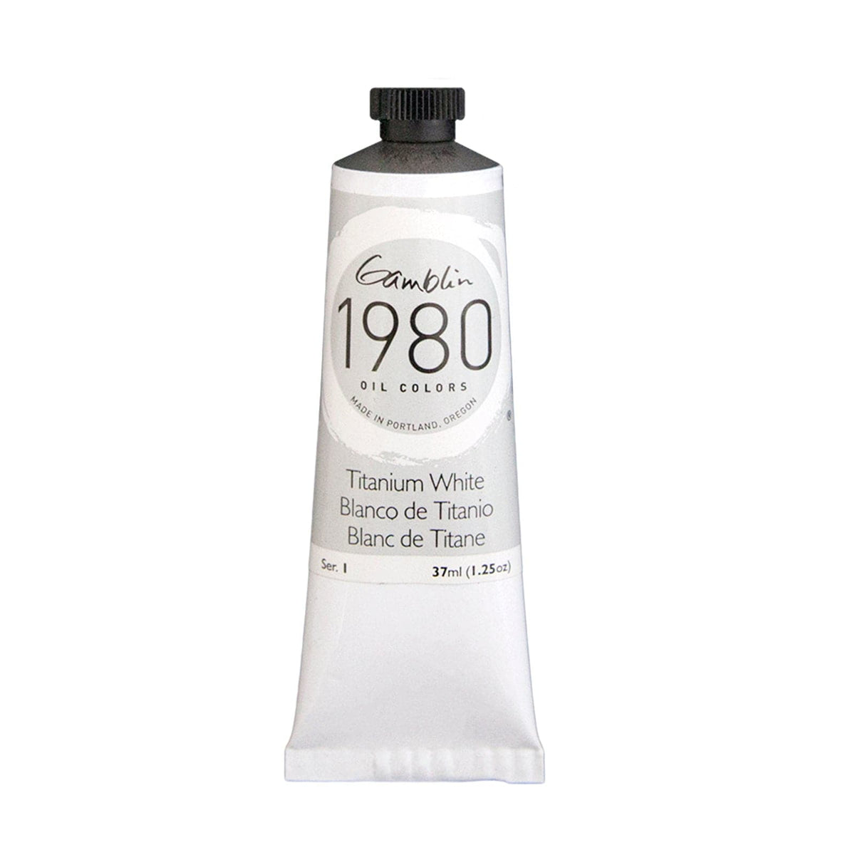 Light Gray Gamblin 1980 Oil Paint Titanium White 37mL Series 1 Oil Paints