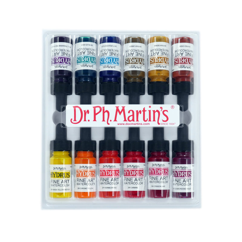 Dark Slate Gray Dr. Ph. Martin's Hydrus Fine Art Watercolour Paint   14.78ml  Set of 12 (Set 3) Watercolour Paints