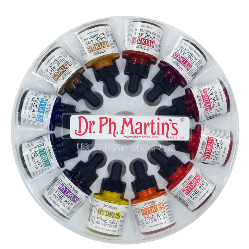 Light Gray Dr. Ph. Martin's Hydrus Fine Art Watercolour Paint   12  x 29.5ml Bottles (Set 3) Watercolour Paints