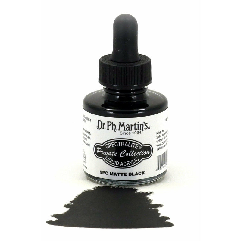 Antique White Dr. Ph. Martin's Spectralite Private Collection Liquid Acrylic Ink  29.5ml  Matte Black Inks