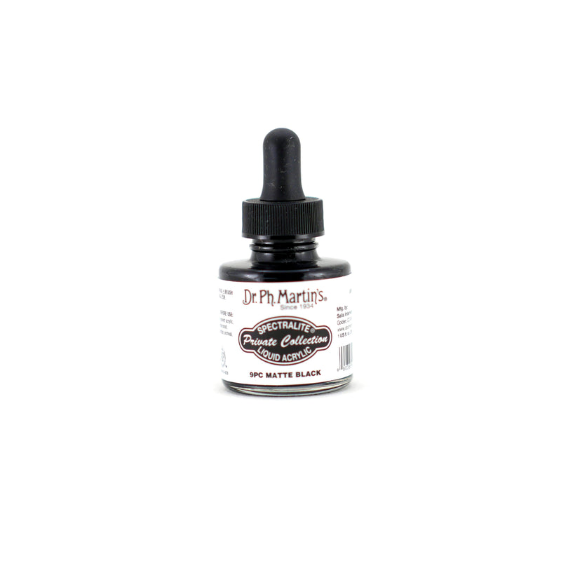 Light Gray Dr. Ph. Martin's Spectralite Private Collection Liquid Acrylic Ink  29.5ml  Matte Black Inks