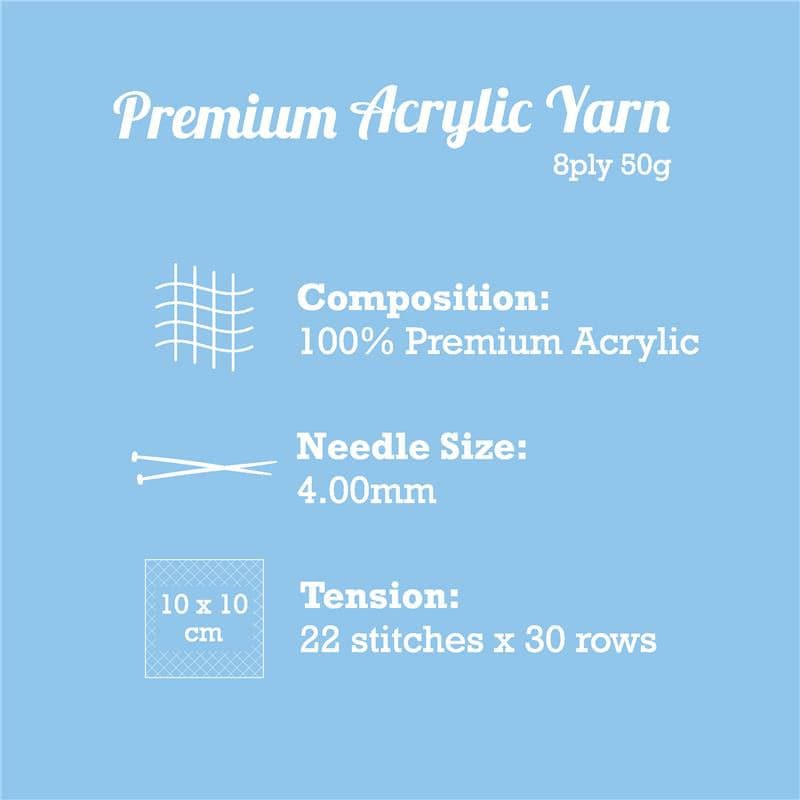 Sky Blue Urban Crafter 100% Premium Acrylic Yarn-Port Royale, 8 Ply, 50g Knitting and Crochet Yarn