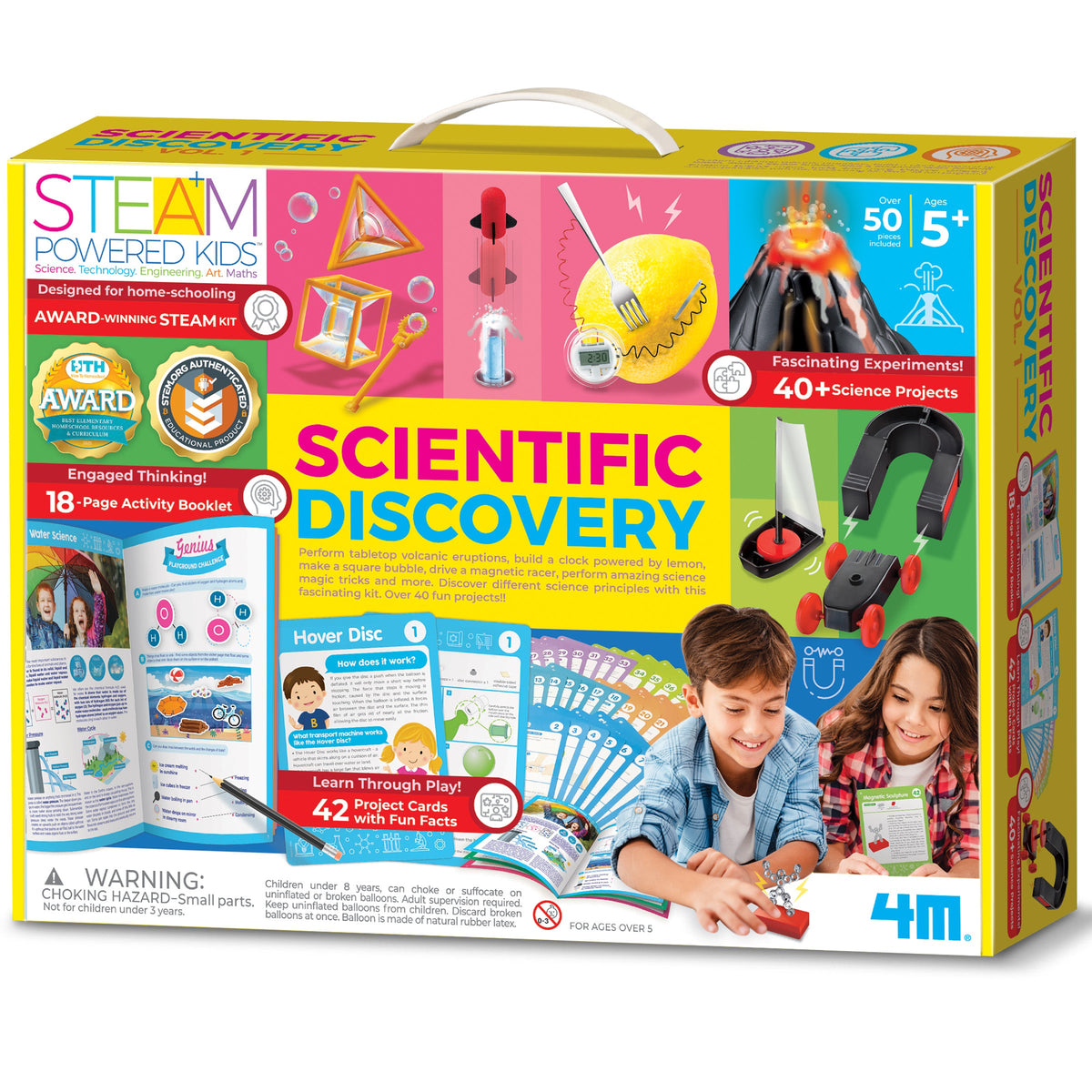 4M Scientific Discovery kit box showing experiment images and activity booklet