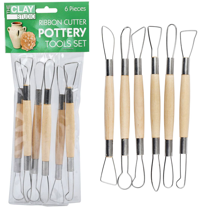 Light Gray The Clay Studio Ribbon Cutter Pottery Tool Set 6 Pieces Modelling and Casting Tools and Accessories