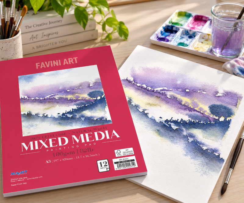 Lavender Mayart Mixed Media Pad, A3, 180GSM, 12 Sheets Pads