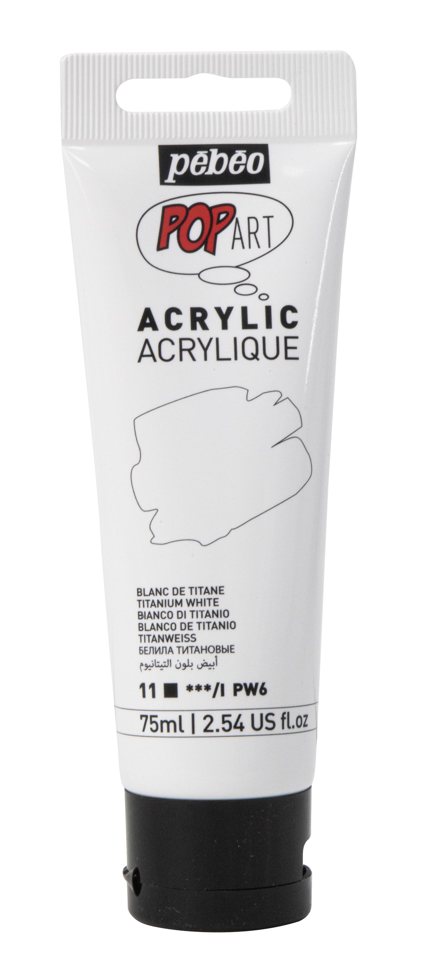 White Smoke Pebeo Popart Acrylic Paint,  Titanium White, 75ml Acrylic Paints