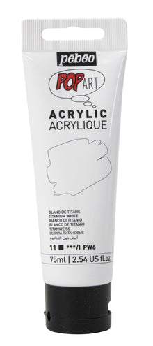 White Smoke Pebeo Popart Acrylic Paint,  Titanium White, 75ml Acrylic Paints