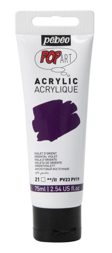 White Smoke Pebeo Popart Acrylic Paint, Oriental Violet, 75ml Acrylic Paints