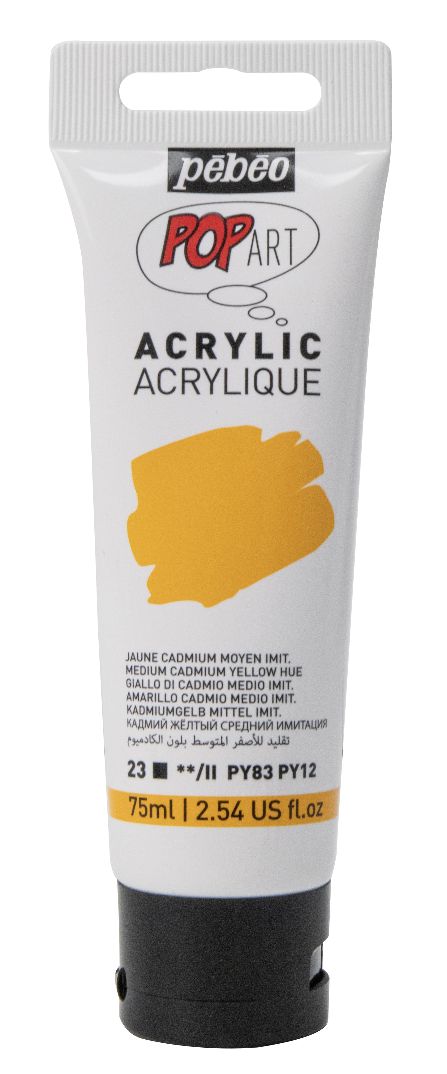 White Smoke Pebeo Popart Acrylic Paint,  Medium Cadmium Yellow Hue, 75ml Acrylic Paints