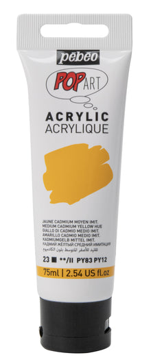 White Smoke Pebeo Popart Acrylic Paint,  Medium Cadmium Yellow Hue, 75ml Acrylic Paints