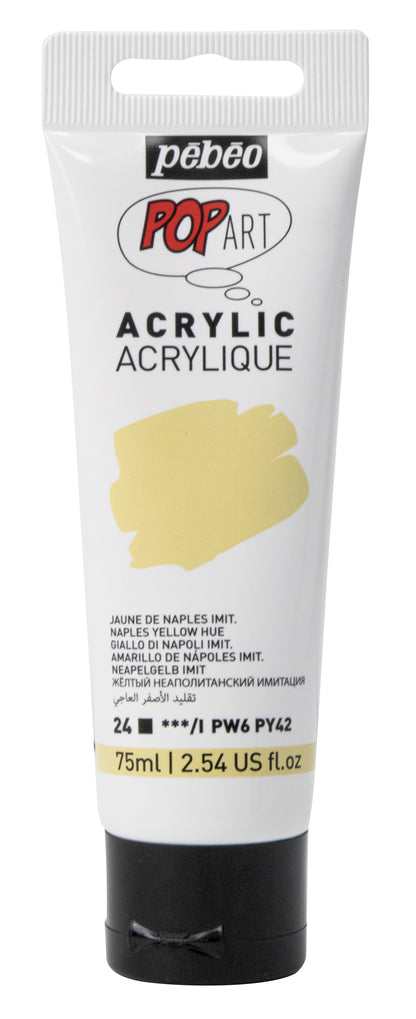 White Smoke Pebeo Popart Acrylic Paint, Naples Yellow Hue, 75ml Acrylic Paints
