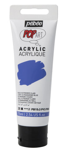 White Smoke Pebeo Popart Acrylic Paint, Opaque Light Ultramarine Blue, 75ml Acrylic Paints