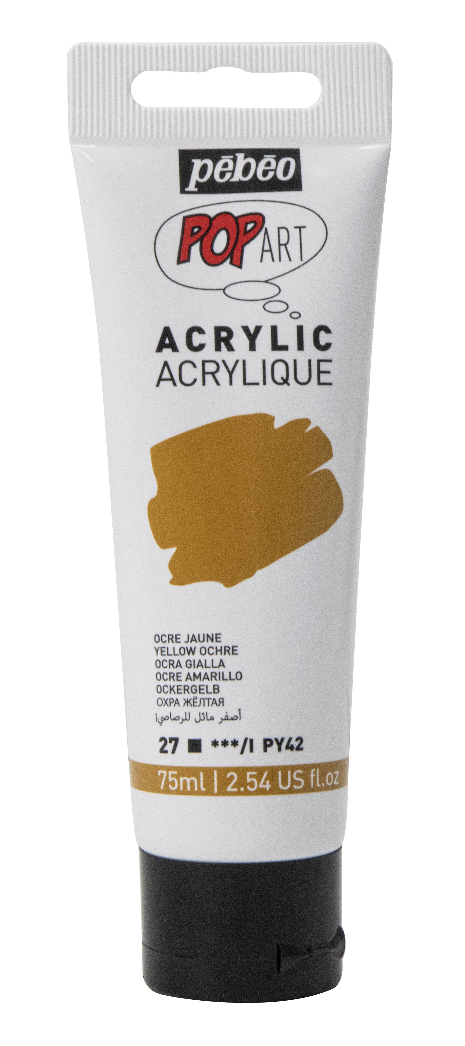 White Smoke Pebeo Popart Acrylic Paint, Yellow Ochre, 75ml Acrylic Paints