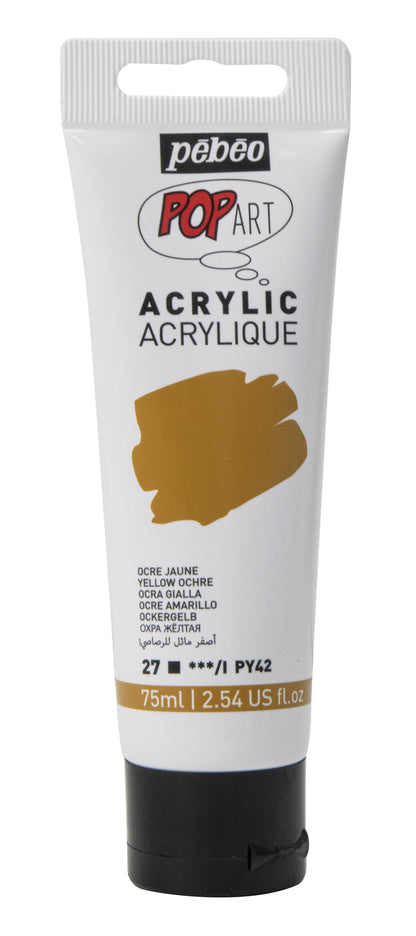 White Smoke Pebeo Popart Acrylic Paint, Yellow Ochre, 75ml Acrylic Paints
