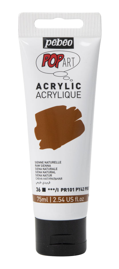 White Smoke Pebeo Popart Acrylic Paint, Raw Sienna, 75ml Acrylic Paints