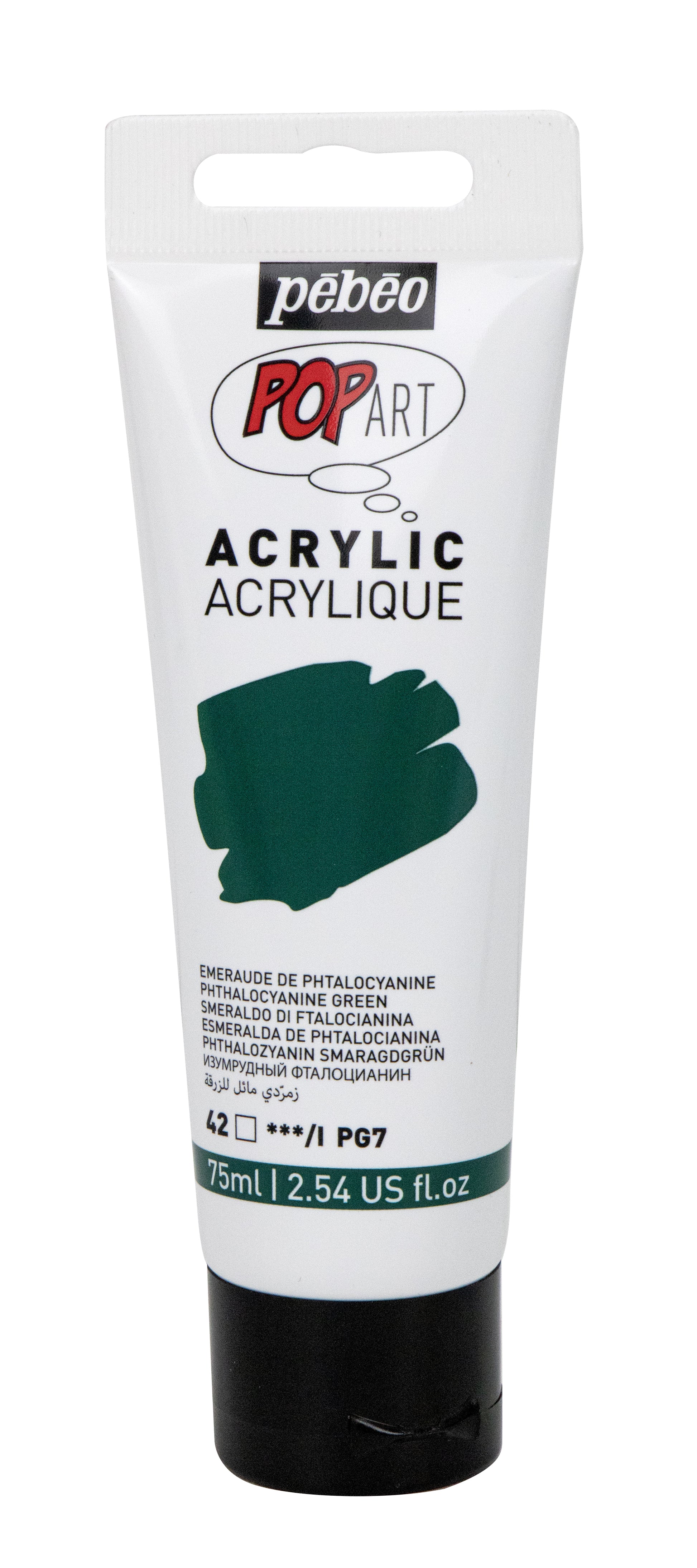 White Smoke Pebeo Popart Acrylic Paint, Phthalocyanine Green, 75ml Acrylic Paints