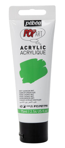 White Smoke Pebeo Popart Acrylic Paint, Cadmium Green Hue, 75ml Acrylic Paints