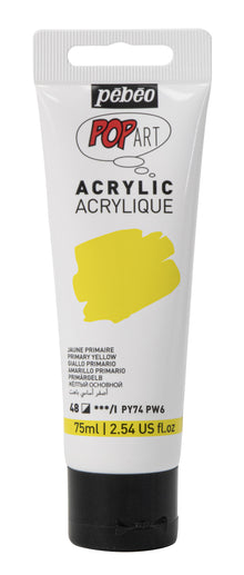 White Smoke Pebeo Popart Acrylic Paint, Opaque Primary Yellow, 75ml Acrylic Paints