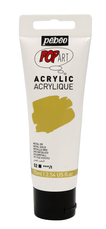White Smoke Pebeo Popart Acrylic Paint, Metallic Gold, 75ml Acrylic Paints